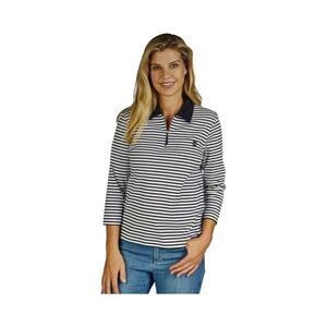 RABE STREET CAFE STRIPE POLO SHIRT.  MARINE.